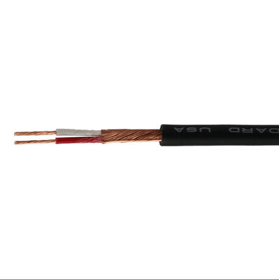 Cable de micrófono de poco ruido profesional negro de la envoltura 2Core del PVC del escudo