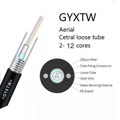 GYXTW 2 4 cable de fribra óptica de 6 bases con la estructura central del tubo