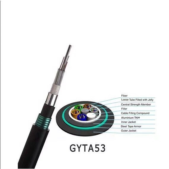 Ventas directas de la fábrica GYTA53 del cable de fribra óptica enterrado directo acorazado al aire libre de la base unimodal del cable de fribra óptica 4-288