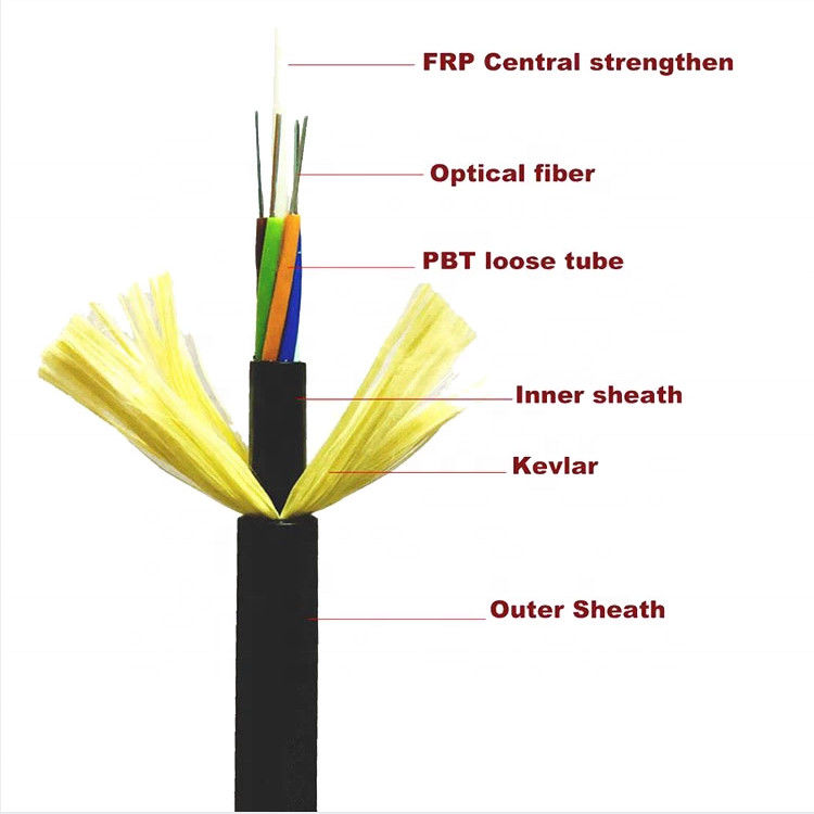 4 12 24 48 96 144 cables de fribra óptica flojos al aire libre del tubo de la base ADSS