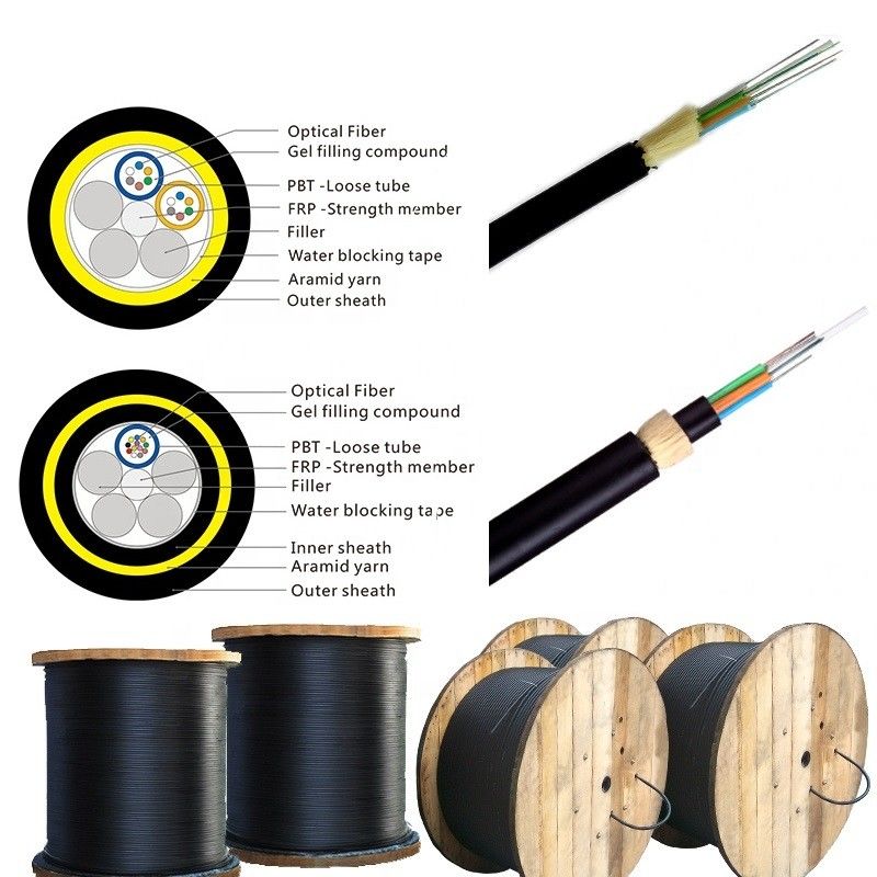 base no metálica 72 96 del cable de fribra óptica del 100M los 200M Span Adss G652D