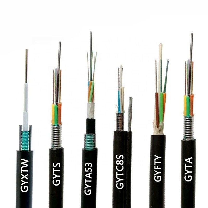 Cable de fribra óptica GYXTW blanco negro de los corazones G652 de la chaqueta 12 de LZSH
